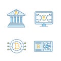 Bitcoin cryptocurrency color icons set Royalty Free Stock Photo