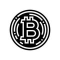 bitcoin cryptocurrency glyph icon vector illustration