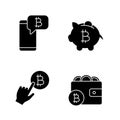 Bitcoin cryptocurrency glyph icons set