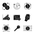 Bitcoin cryptocurrency glyph icons set