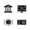 Bitcoin cryptocurrency glyph icons set