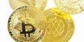 Bitcoin Cryptocurrency , gold coins , mining , future money