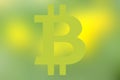 Bitcoin cryptocurrency green and yellow background