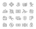 Bitcoin and Cryptocurrency icon set. Collection of linear simple web icons such as Electronic key and wallet, Mining and Royalty Free Stock Photo