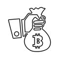 Bitcoin, cryptocurrency, invest line icon. Outline vector Royalty Free Stock Photo