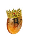 Bitcoin cryptocurrency is king wearing golden crown jewels Royalty Free Stock Photo