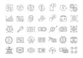 Bitcoin cryptocurrency linear icons set