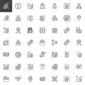 Bitcoin cryptocurrency outline icons set