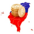 Bitcoin cryptocurrency in Taiwan, 3D rendering Royalty Free Stock Photo