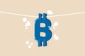 Bitcoin and cryptocurrency using for money laundering or payment in dark market, financial crime or criminal ransom pay concept,