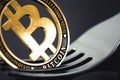 Bitcoin crytocurrency coin on the fork