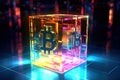 Bitcoin Cube of blockchain blocks Royalty Free Stock Photo