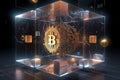 Bitcoin Cube of blockchain blocks Royalty Free Stock Photo