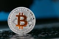 Bitcoin Currency Close Up. Cryptocurrency Coin Royalty Free Stock Photo