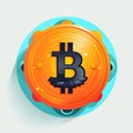 Bitcoin Currency Design Icon: Playful Cybersteampunk Art