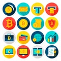 Bitcoin Currency Flat Icons