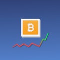 Bitcoin growth with market graph show debut. 3D illustration