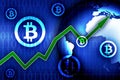 Bitcoin currency growth - concept news background illustration