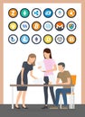 Bitcoin Currency and People with Papers Vector