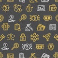 Bitcoin Currency Seamless Pattern Background on a Black. Vector