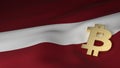 Bitcoin Currency Symbol on Flag of Latvia