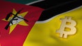 Bitcoin Currency Symbol on Flag of Mozambique