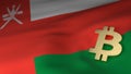Bitcoin Currency Symbol on Flag of Oman Royalty Free Stock Photo