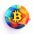 Bitcoin 3d Polygonal Multicolored Icon - Vector Illustration