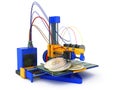 Bitcoin 3d printer on white Royalty Free Stock Photo