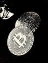 Bitcoin in the dark Royalty Free Stock Photo