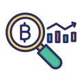 Bitcoin data analytics, blockchain analytics, blockchain data analysis, cryptocurrency analysis fully editable vector icons Royalty Free Stock Photo
