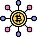 Bitcoin decentralization icon, Cryptocurrency related vector Royalty Free Stock Photo