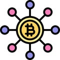 Bitcoin decentralization icon, Cryptocurrency related vector