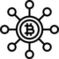 Bitcoin decentralization icon, Cryptocurrency related vector Royalty Free Stock Photo