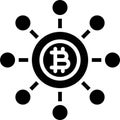 Bitcoin decentralization icon, Cryptocurrency related vector