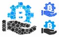 Bitcoin development service hand Composition Icon of Spheric Items