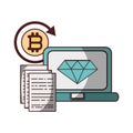 Bitcoin diamond cryptocurrency laptop trade digital money