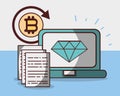 Bitcoin diamond cryptocurrency laptop trade digital money