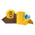 Bitcoin and diamonds mining Royalty Free Stock Photo