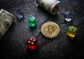 Bitcoin and dice Royalty Free Stock Photo