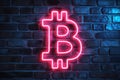 Bitcoin digital crypto currency glowing neon symbol