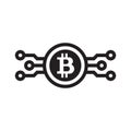 Bitcoin digital cryptocurrency - black icon on white background vector illustration for website, mobile application, presentation,