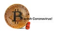 Bitcoin digital cryptocurrency coin virtual currency banish fight coronavirus covid-19 disease pandemic epidemic illness crisis