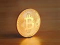 Bitcoin digital cryptocurrency gold coin Royalty Free Stock Photo