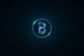 Bitcoin digital currency with computer CPU pattern. Concept of cryptocurrency mining. Computer circuit board. Sci-fi design Royalty Free Stock Photo