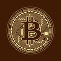 Bitcoin. Digital currency. Cryptocurrency. Bitcoin symbol isolated on brown background. Royalty Free Stock Photo