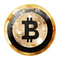Bitcoin digital currency, gold black medal, illustration image. Royalty Free Stock Photo