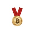 Bitcoin digital currency gold medal reward Royalty Free Stock Photo