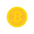 Bitcoin digital currency icon with circuit board elements inside. Vector illustration in flat style Royalty Free Stock Photo