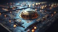 Bitcoin digital money on CPU circuit computer motherboard. Cryptocurrency symbol in DeFi. Blockchain data online trading. Cross-